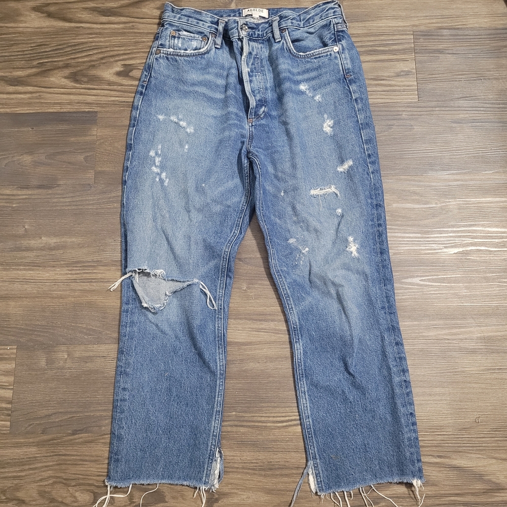 AGOLDE Feel Good Jeans High Rise Crop Straight Medium Wash 30 Organic Revolve